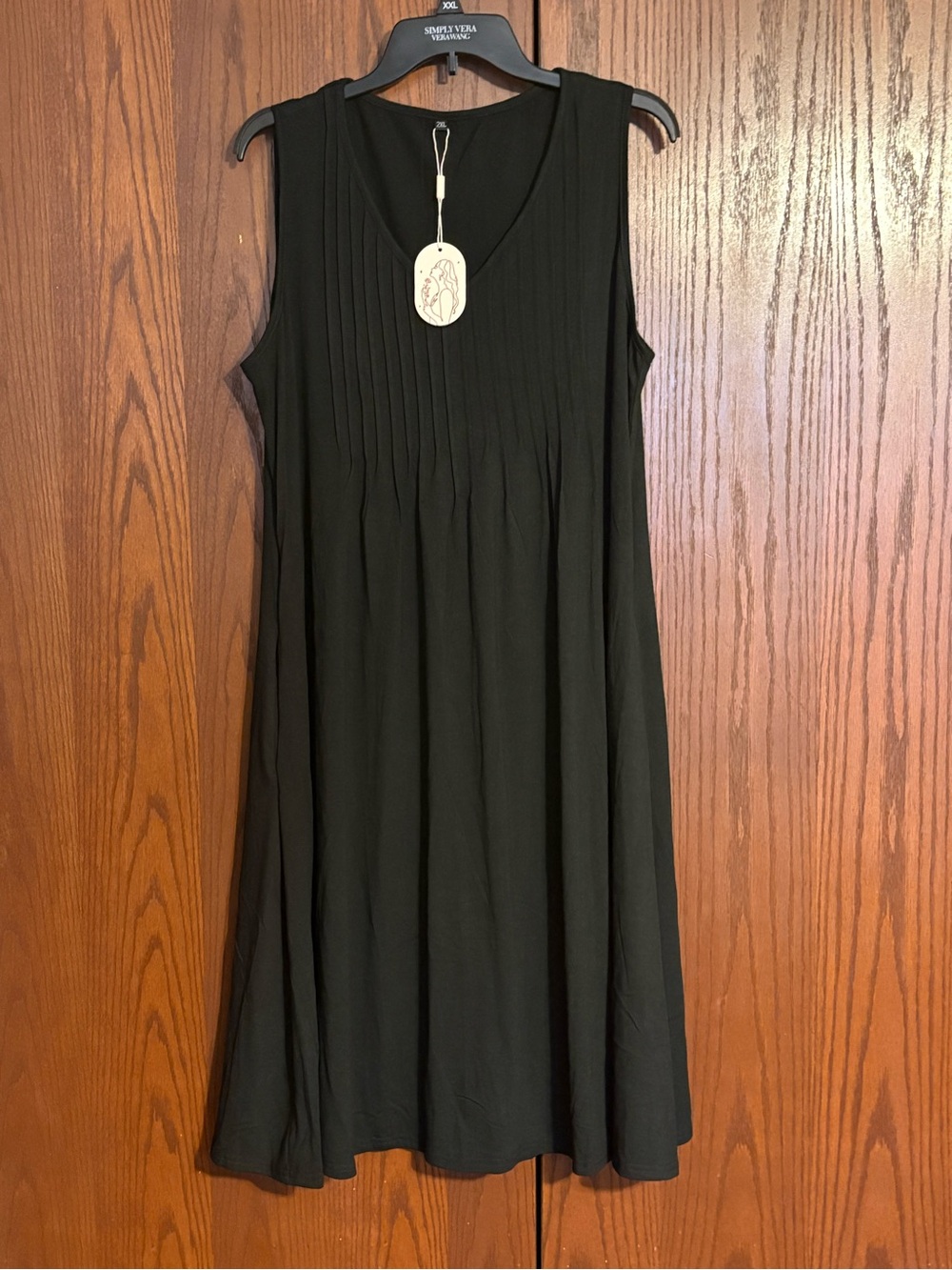 Black Sleeveless Midi Dress with Pintuck Bodice